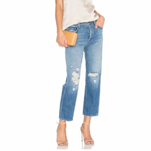 JBRAND Ivy High-Rise Cropped Denim in Beach Wrecked Sz 27‎ - Picture 1 of 5